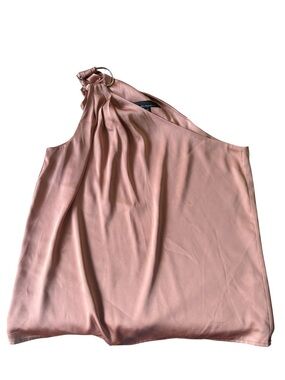 White House Black Market Dusky Pink One-Shoulder Ring-Accent Top